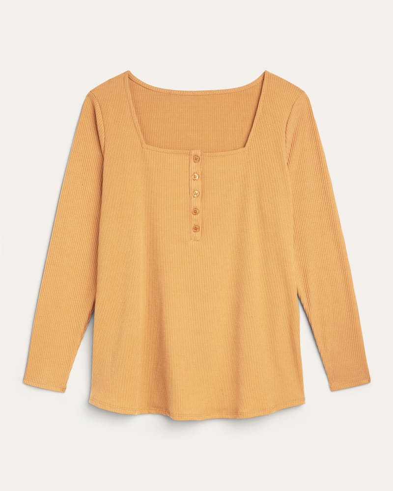 Front of plus size Wren Long-Sleeve Ribbed Henley Top by Socialite | Dia&Co | dia_product_style_image_id:179390